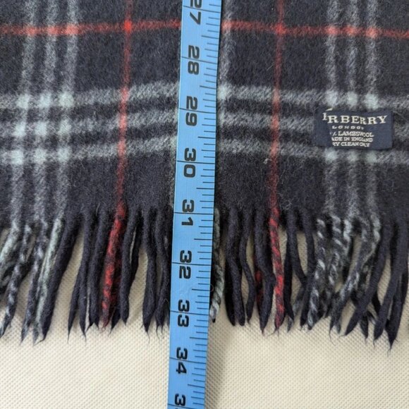 BURBERRY London Classic Nova Check Knit 100% Lambs Wool Fringe Black SCARF - Picture 5 of 6
